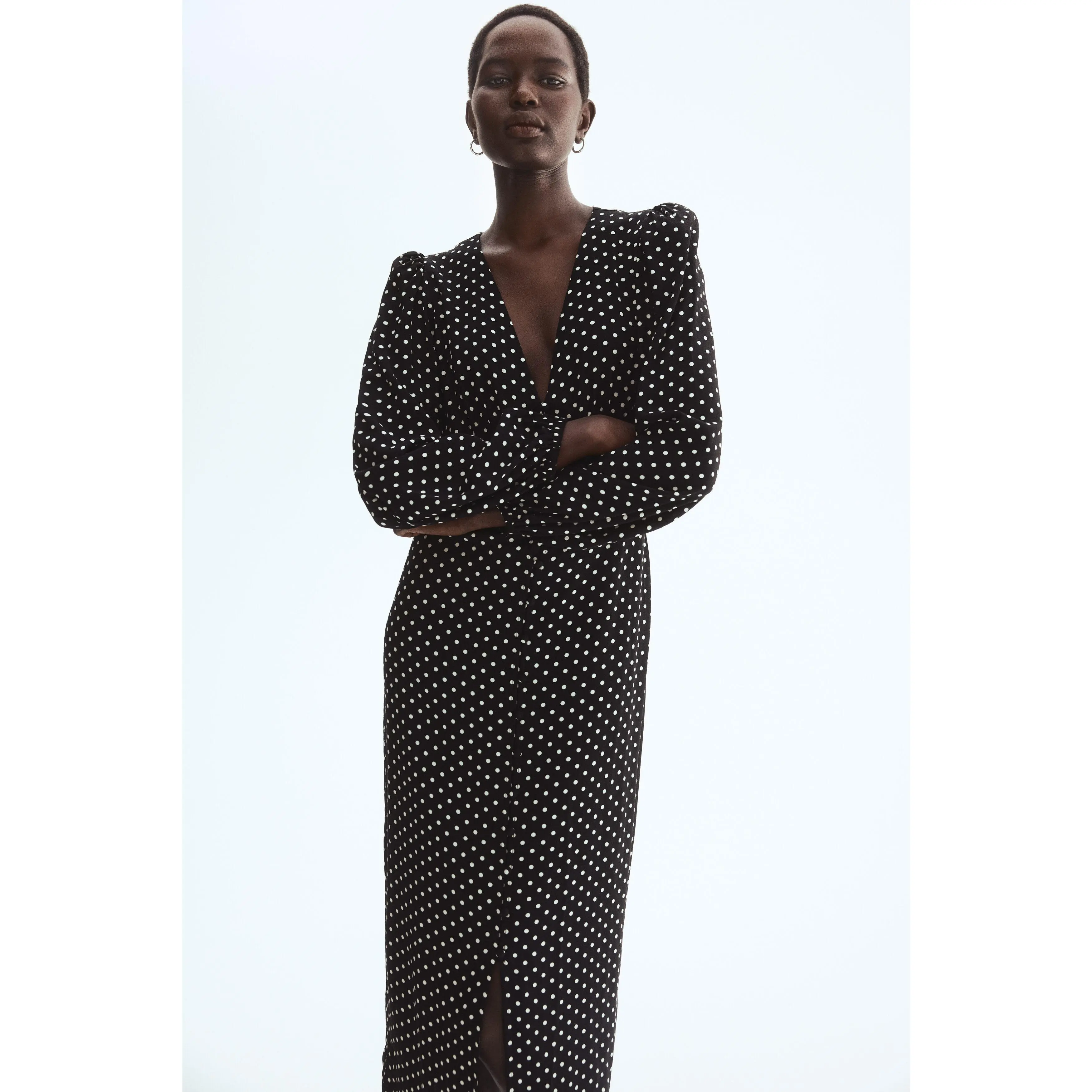 H&M Long-sleeved viscose dress