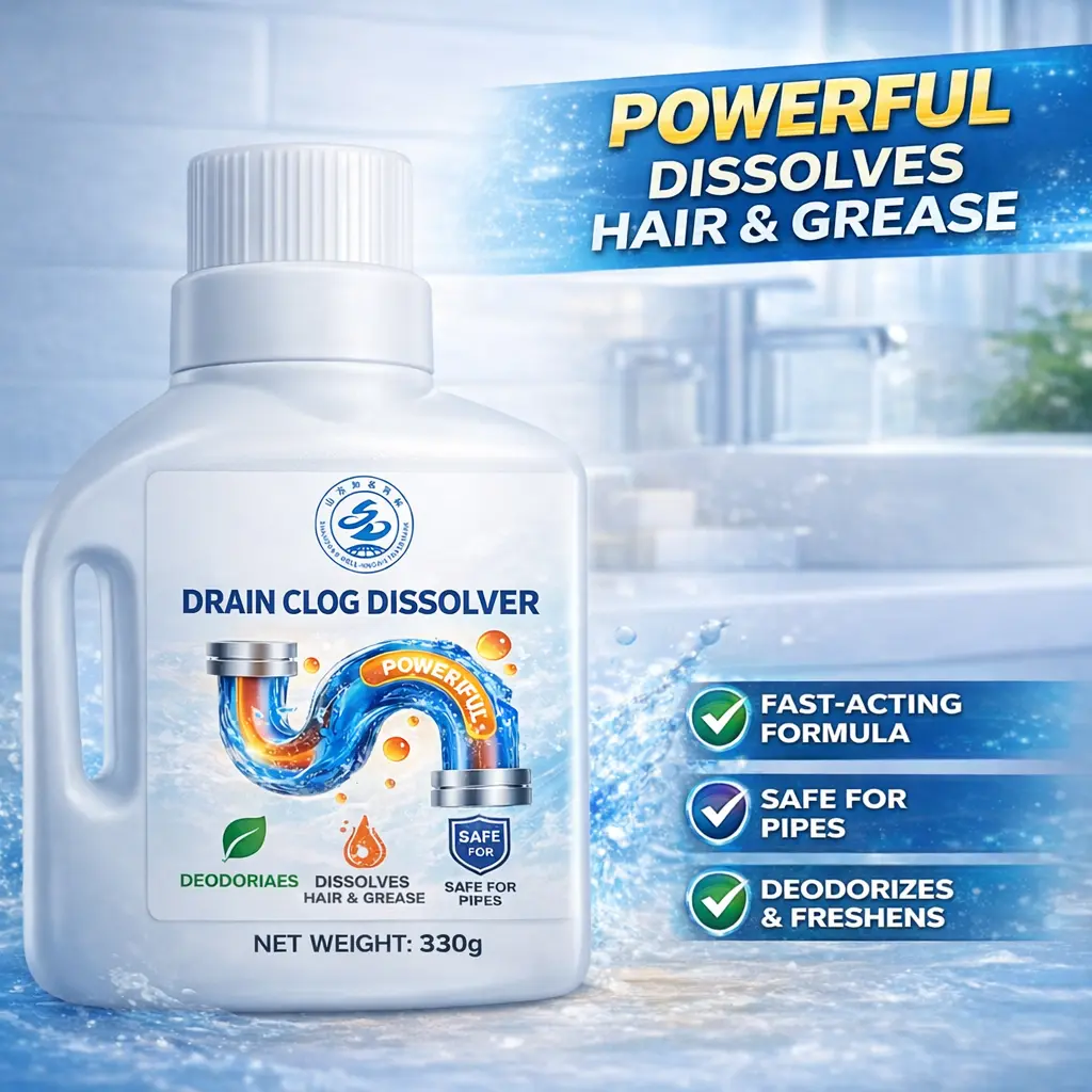 EcoClear Heavy-Duty Drain Cleaner Powder (330g) - Plastic-Safe Hair & Grease Remover, Kitchen Cleaning Supplies, Pipe Cleaning Agent, Anti Bacterial Openers with High Purity NaOH & Odor Reducer for Household Sink & Shower Drains