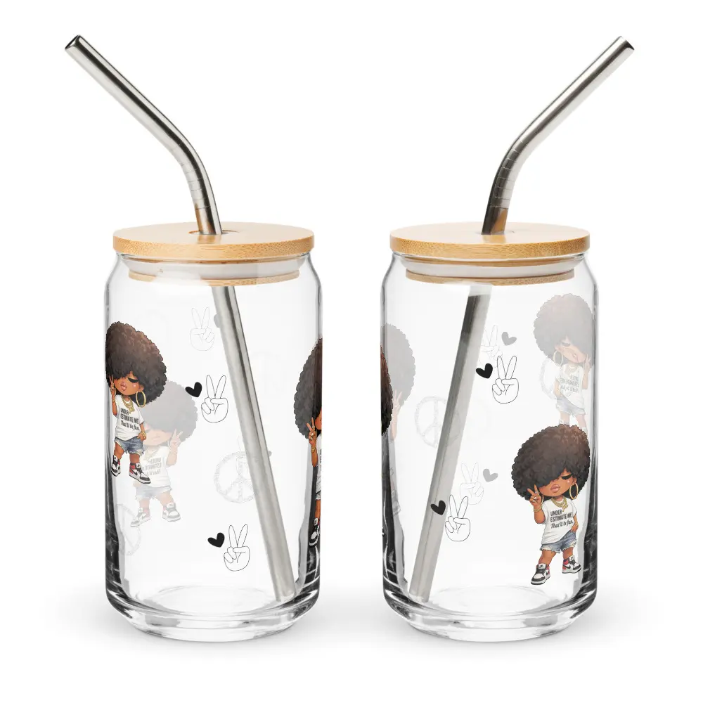 Chibi Ari Peace Can-Shaped Classic Cocktail Glass, 16 oz 0-500 ml Kitchenware Drinkware, Not Microwave Safe Single Glass