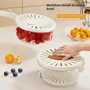 (2-in-1 Foldable Drain Basket) Double-layer drain bowl, suitable for sinks, leak-proof fruit and vegetable washing container with handle, refrigerator storage organizer, thickened design, suitable for kitchen, camping or picnic use.