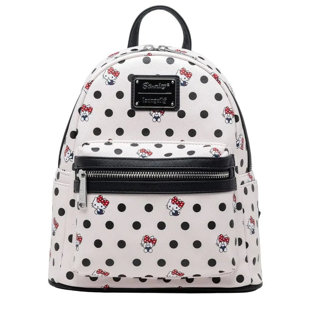 Loungefly Sanrio Hello Kitty Polka Dot Mini Casual Zipper Fashion Backpack, Functional Luggage Bag, Casual Backpack, Zipper Backpack