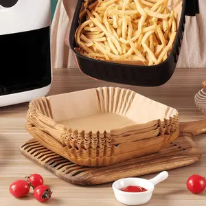 100Pcs Parchment Paper,Air Fryer Paper Liners, Air Fryer Liners Disposable for Microwave, Non-Stick Air Fryer Liner Square Free of Bleach (6.5IN)