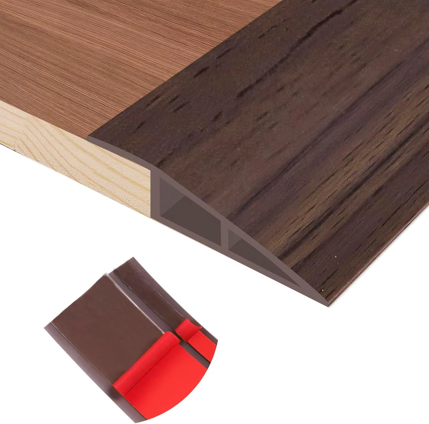 Deep Brown Wood Grain PVC Threshold Strip - 3.3ft Self-Adhesive Transition Strip, 3/5"-4/5" Scratch-Proof Overlap Edge Reducer for Laminate, Carpet Floor Transitions (Tools & Hardware, Door Hardware), Recommended Uses For Product": "Floor Transitions