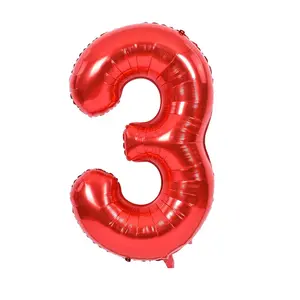 40-Inch Red Number 3 Balloon, Giant Mylar Foil for New Year, Graduation, Birthday & Anniversary