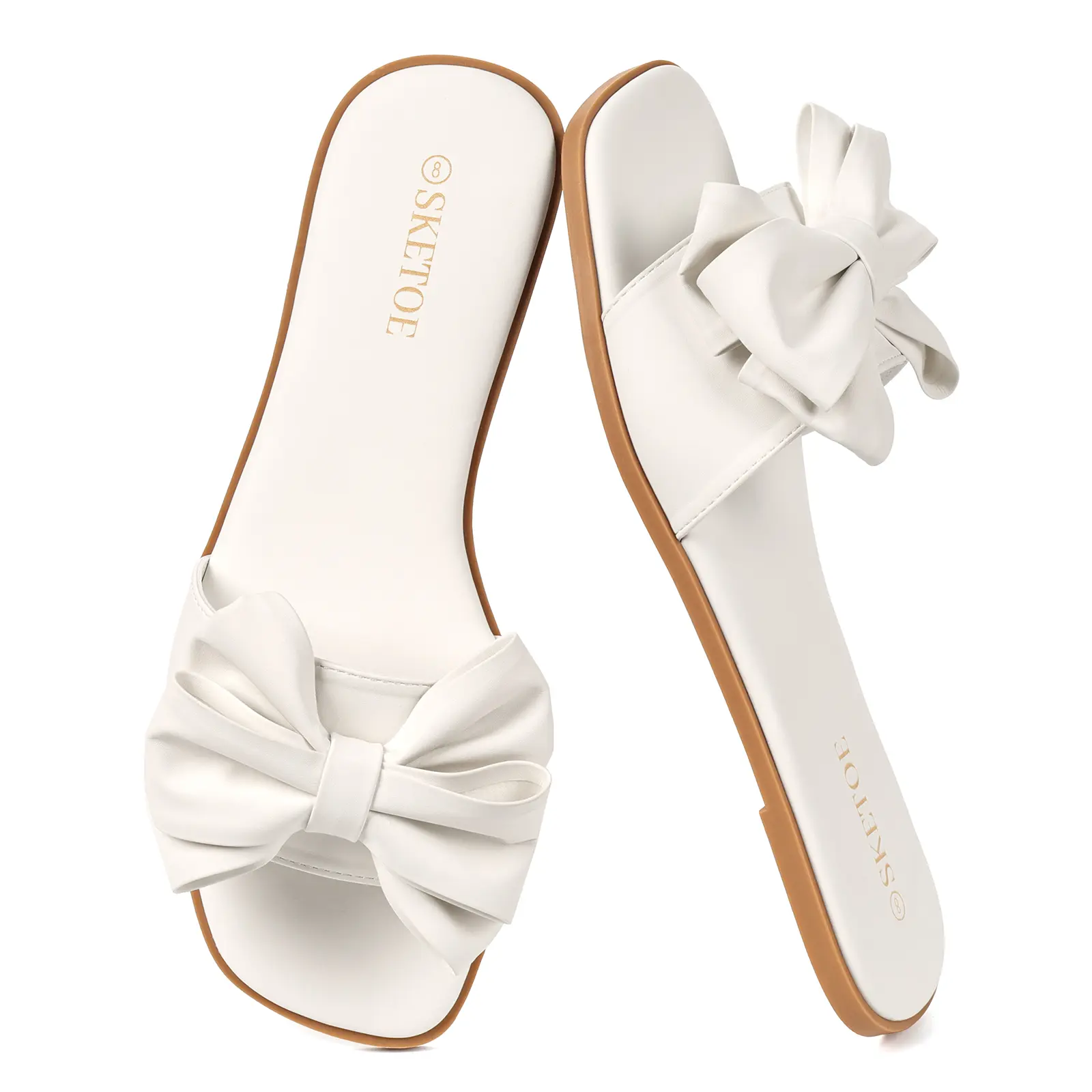 Women's Bowknot Design Slip on Flat Sandals Square Toe Flat Sandals for Beach Vacation  Lightweig SummerVibesht Breathable Sandals Daily Wear Cute Sandals Casual Footwear sandals for summer platform sandals women sandals sandals for women 2026