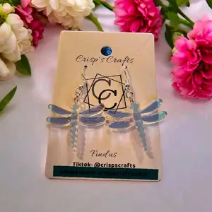 155) Small Iridescent Dragonfly Earrings