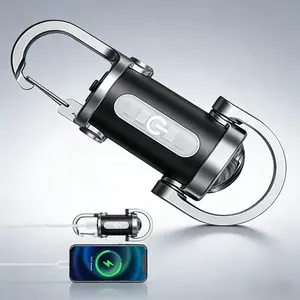 【2pcs】  Rechargeable Keychain Flashlights, 800 Lumens EDC Mini Flashlights, COB Keychain Work Light Flashlights 7 Light Modes, Bright Mini Keychain Light for Walking, Searching and Hiking