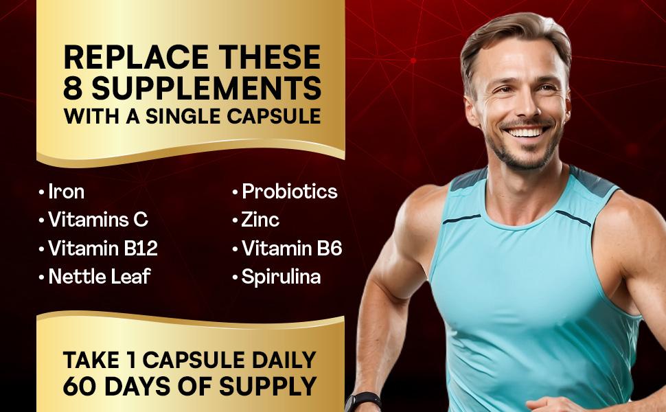 PARROX Iron Supplement - 13 in 1 Women's Menstrual Cycle Support with Iron, Probiotics, Vitamin B6 + B12 & More - 60 Capsules - Made in USA