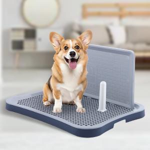 HalloStark Pee Pad Holder, Indoor Dog Potty for Dogs, Dog Pad Holder, Puppy Potty Training Tray with Splash Wall & Center Post, 20.1"×15.4", Black