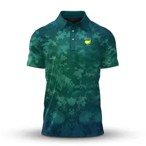 Green Pixel Camo The Masters Golf Polo 2026 Patten Fan-made Shirt Menswear All-over Print, Performance Outdoor, Gift for Him, Soft Breathable Cotton, Comfortable Casual Fit, Classic Collared Polo Shirts for Work, Golf, Travel, Tennis