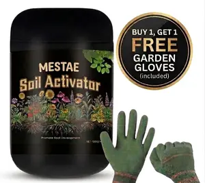 MESTAE Soil Activator 400g – Concentrated Humic Acid for Lawn & Garden | Makes 270 Gallons Plant Food Enhancer | Free Garden Gloves Included ｜Soil Revitalizer