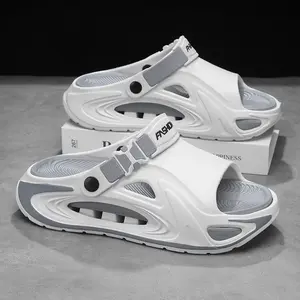 Men's Summer Slippers Outdoor Teenagers Thick Sole Height Increasing Driving Dual Use Closed Toe Cool Hollow Shoes unisex slides
