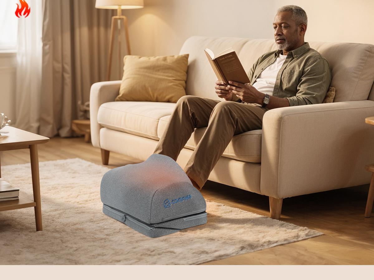 Comfier Foot Rest Under Desk at Work with Heat,Vibration,Foot Heater Foot Warmer,3 Height Under Desk Foot Rest for Office Chair,Gaming Chair Footstool, Ergonomic Heated Footrest,Computer Desk Use