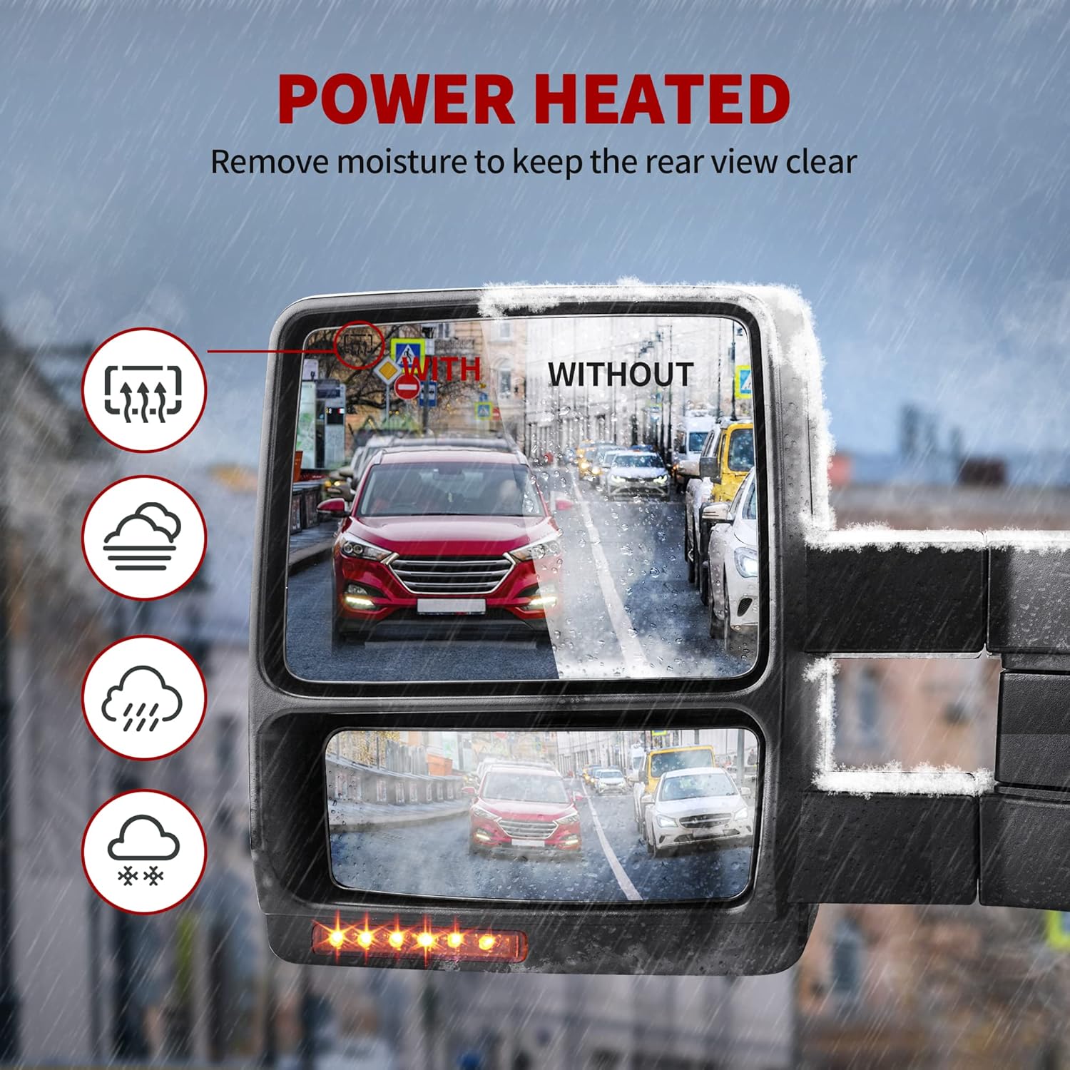 YITAMOTOR Towing Mirrors Car Accessories for 2007-2014 Ford F150 Power Heated with LED Signal and Puddle Light Tow Mirrors (Pair Set)