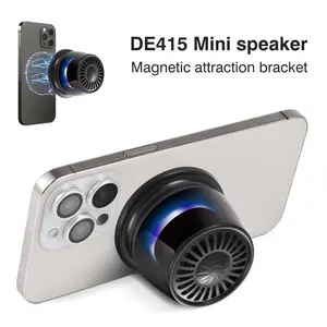 Ausbilew DE415 Mini Speaker Magnetic Attraction Bracket 5W Bluetooth 5.4 RGB Lighting 7-Hour Playback Portable for iPhones Travel Golf Carts Black