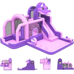 GAOMON Bounce House, Inflatable Dinosaur Bouncer with Slide and Air Blower, Oxford Cloth Jumping Castle for Kids, Durable Sewn Bouncy House with Large Play Area for Backyard, Indoor & Outdoor Family Fun