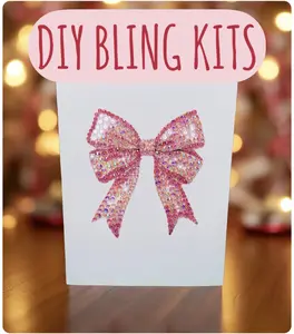 DIY Rhinestone Art Kit, Pink Bow Bedazzle Portrait