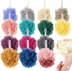 1-pack Exfoliating Bath Loofah Shower Sponge, Soft Mesh Body Scrubber Wash Ball for Deep Cleaning & Rich Lather, Shower Bath Sponge 60g. random color