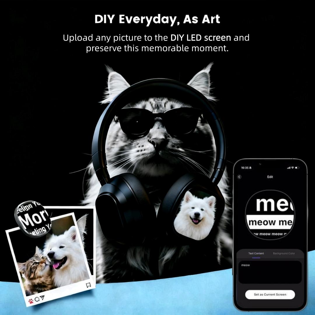 VUB Bluetooth LCD Touchscreen Wireless Headphones with DIY Wallpapers and Multiple Features