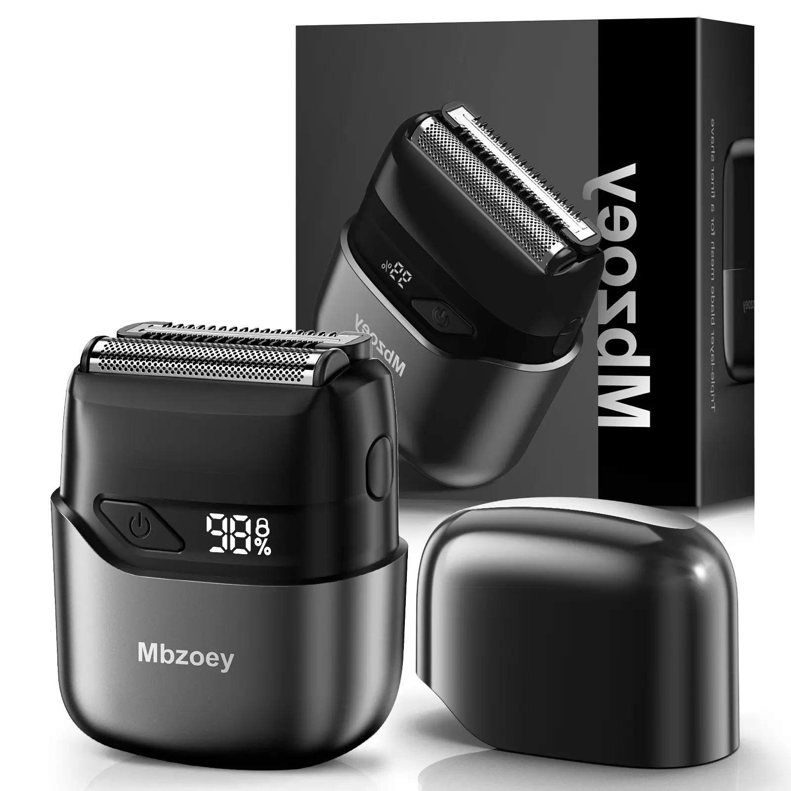 [Tiktokshopbacktoschool]Mbzoey Mini Mens Electric Facial Shaver, Compact Foil Groomer with Precision Titanium Blades, IPX7 Waterproof Rechargeable USB Shaver, Wet Dry Use, LED Fast Charging, Travel-Friendly for Smooth Shaves, Mens Gifts for Father's Day,