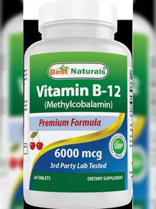 Best Naturals Methylcobalamin (Methyl B12) Vitamin B12 Supplement Bottle, 6000 mcg Tablet, 60 Count, US-Made, GMP-Certified, Pure Methylb12, Low Sodium