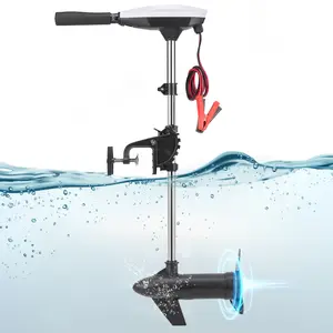 55lb Thrust Trolling Motor 8 Speed Electric Outboard Motor Kayak Motor with Adjustment 6-inch Extendable Handle, 30'' Shaft Length, LED Indicator, Transom Mounted for Kayak, Fishing Boat (White)