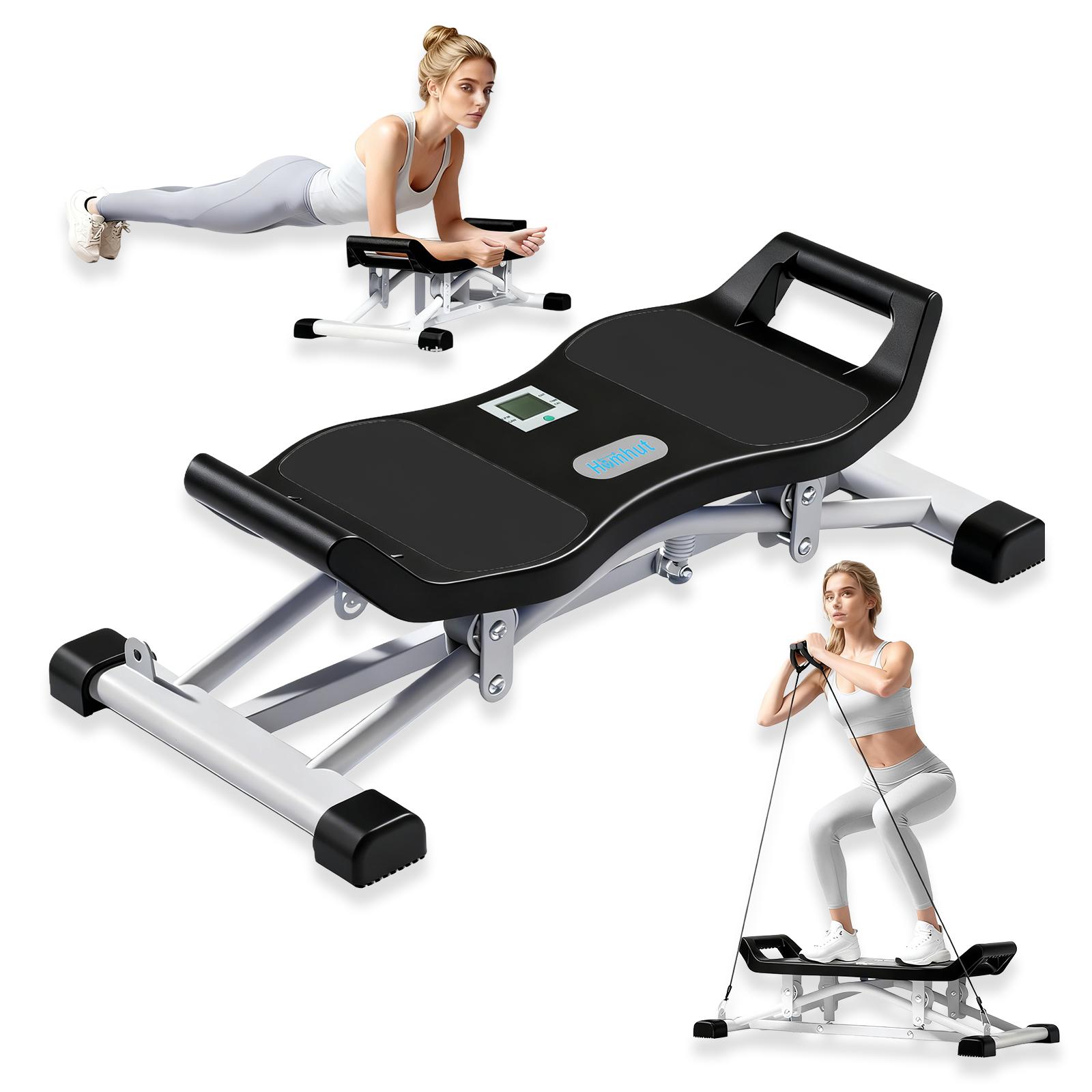 Swing Glider Stepper with Resistance Bands，Multifunctional Home-use Pelvic Floor Muscle Trainer, Balance Stepper, Ski Machine & Leg Shaping Equipment
