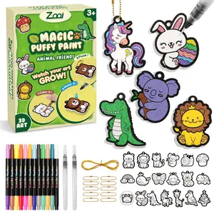 ZOOI Aqua Puffs 3D Art Kit, Including 19 Designs, 12 Dual-Tip 24 Color Markers, 2 Water Pens, 10 Gold Chains, 2 Gold Strings, Magical 3D Effect Texture Painting Kit, toy for Kids outdoorfun