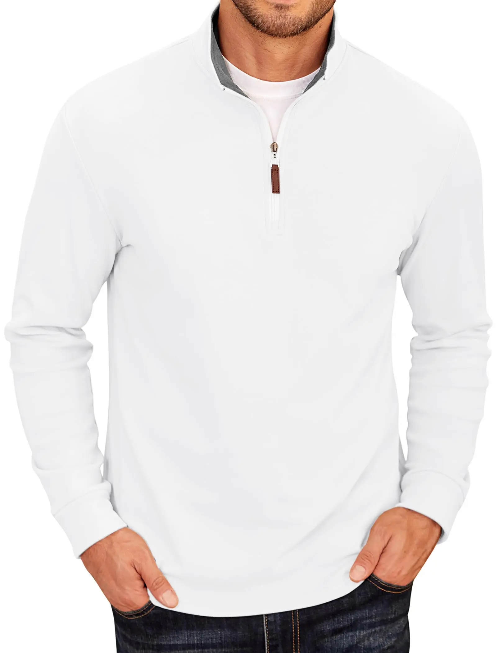 COOFANDY Men's Fleece Quarter Zip Pullover Long Sleeve Mock Neck Sweatshirt