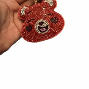 Red Happy Bear Bag Charm, Stylish Luggage & Bag Accessory, Bag Charms
