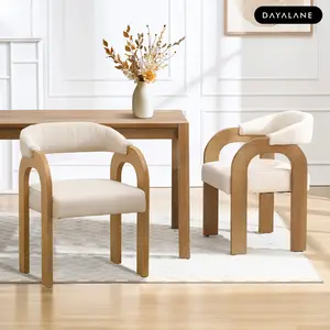 [SummerVibes]DAYALANE Clara Mid Century Modern Dining Chairs For Dining Room and Kitchen Restaurant Living Room Set of 2 Linen Beige