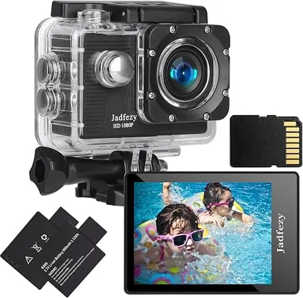 Action Camera FHD 1080P Wide Angle 98FT/30M Underwater Waterproof Cam | with Memory Card 2 Rechargeable Batteries Accessories Kit, Sports Camera Suitable for Helmet,Snorkeling,Bicycle, etc.cameras