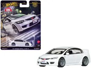 2007 Honda Civic Type R RHD (Right Hand Drive) White "Ronin Run II" Series Diecast Model Cars by Hot Wheels