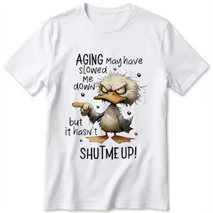 1pc Women's 100% Cotton T-Shirt with Duck Graphic Print & Humorous Slogan - Breathable Loose Fit Round Neck Short Sleeve Tee for Casual Wear, Outdoor Sports, Holiday Gift, Allseason Apparel |     Cartoon Design |     Knit Construction