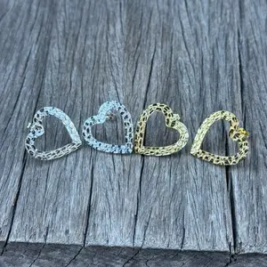 925 Silver Heart Nugget Earrings