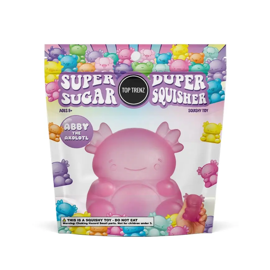 Gooey Stress Relief Super Duper Sugar Squisher, Axolotl Novelty Toy for Ages 8+