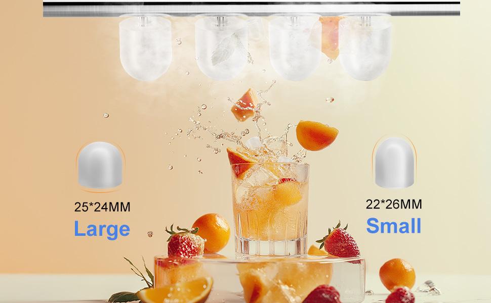 Countertop Ice Maker, Portable Ice Machine Self-Cleaning with Scoop, Basket and Handle, 9 Cubes in 6 Mins, 2 Sizes of Bullet Ice