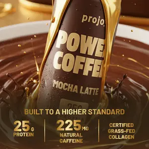 Projo Ready to Drink Power Coffee with Collagen – 25g Protein, 225mg Caffeine | High-Protein Energy Drink for Focus, Skin & Fitness – 4 Pack