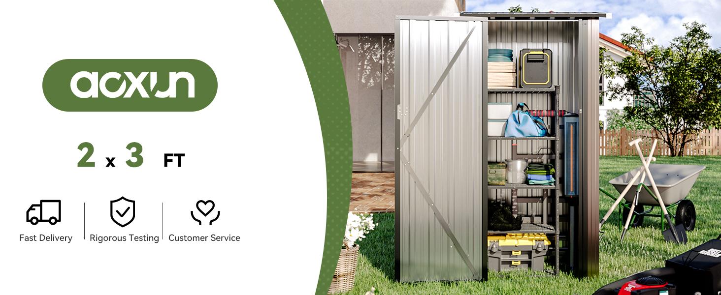 Aoxun 5x3FT Outdoor Storage Shed Metal Garden Tool Shed with Sloping Roof & Lockable Door Brown 5'x3' for Secure Storage