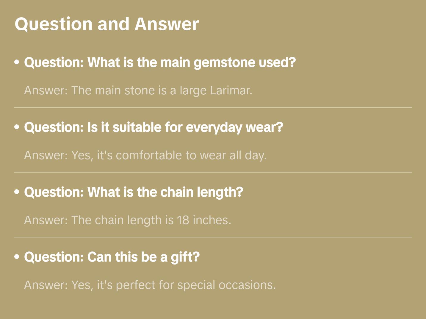 Larimar Gemstones Necklace Pendant