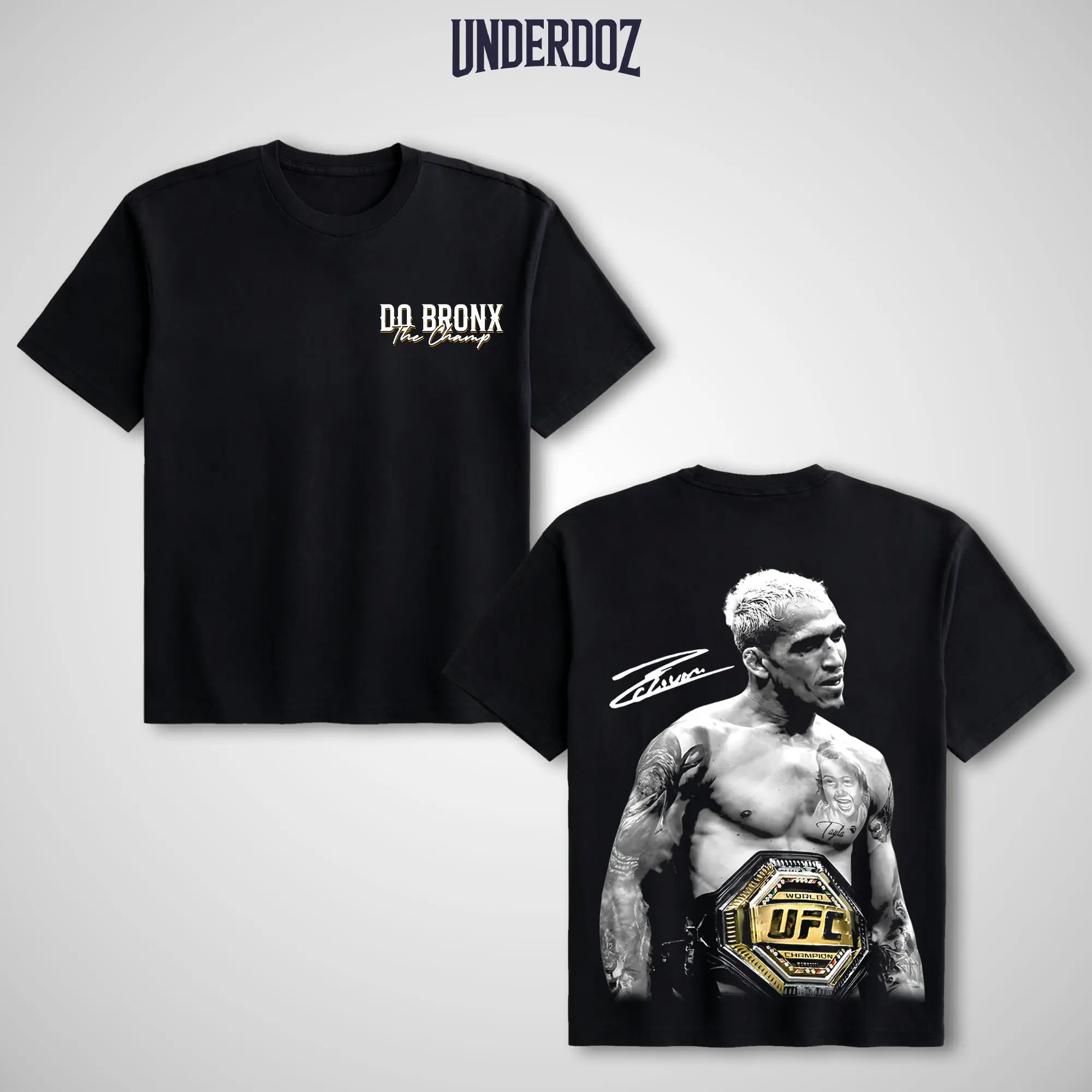 Men's Do Bronx Charles Oliveira Icon Heavy Cotton Graphic Tee, Casual Short Sleeve Combat Sports Apparel, Soft Streetwear Fabric for Fight Fans