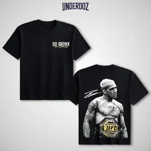 Menswear Charles Oliveira UFC Champion Short-Sleeve Heavy Cotton Graphic T-Shirt - Unisex Apparel, Sports Fabrics, Casual Streetwear for UFC Fans & Gift