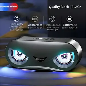 The 2026 New Bluetooth Speaker with Bionic Eye Design USB TF Card AUX Interfaces Bluetooth 5.0 Upgrade Dual Speakers Heavy Bass Subwoofer Quality Black Quality Black