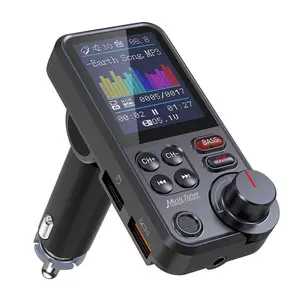 Bluetooth FM Transmitter for Car 1.8" Color Screen MP3 Player Adapter HiFi Bass Treble Control QC3.0 Fast Charger Hands-Free Calling Lossless Audio