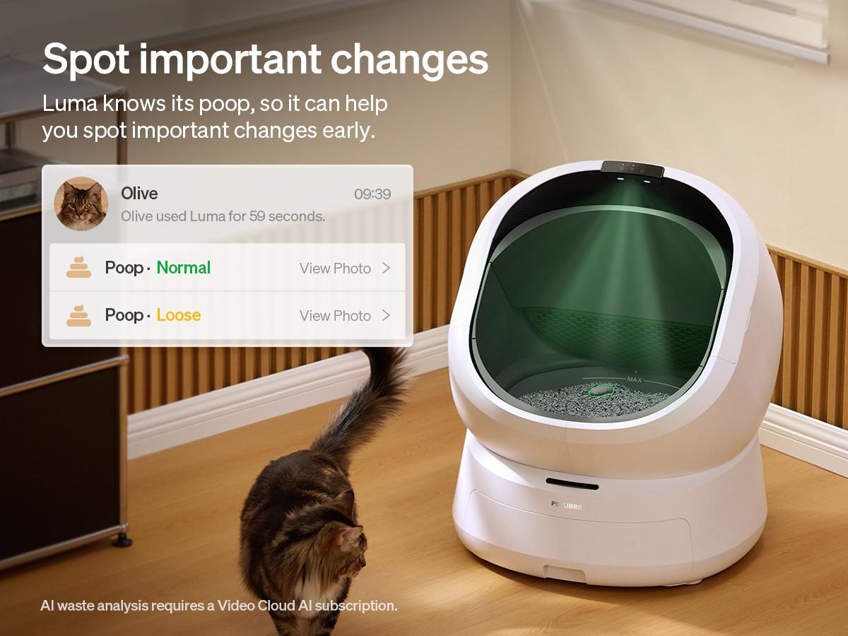 PETLIBRO Luma Automatic Cat Litter Box, AI Waste Analysis, Open-Top Litter Robot Self Cleaning Litter Box, in-App Usage Tracking Multi-Cat Recognition, Triple Safety Protection Odor Control LitterBox