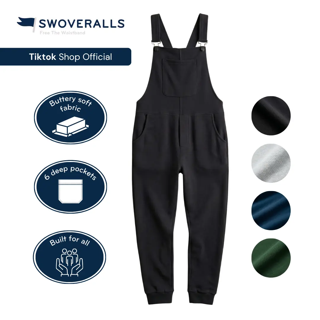 Swoveralls | Cozy One-Piece Loungewear Sweatpants Overalls | Core Colors