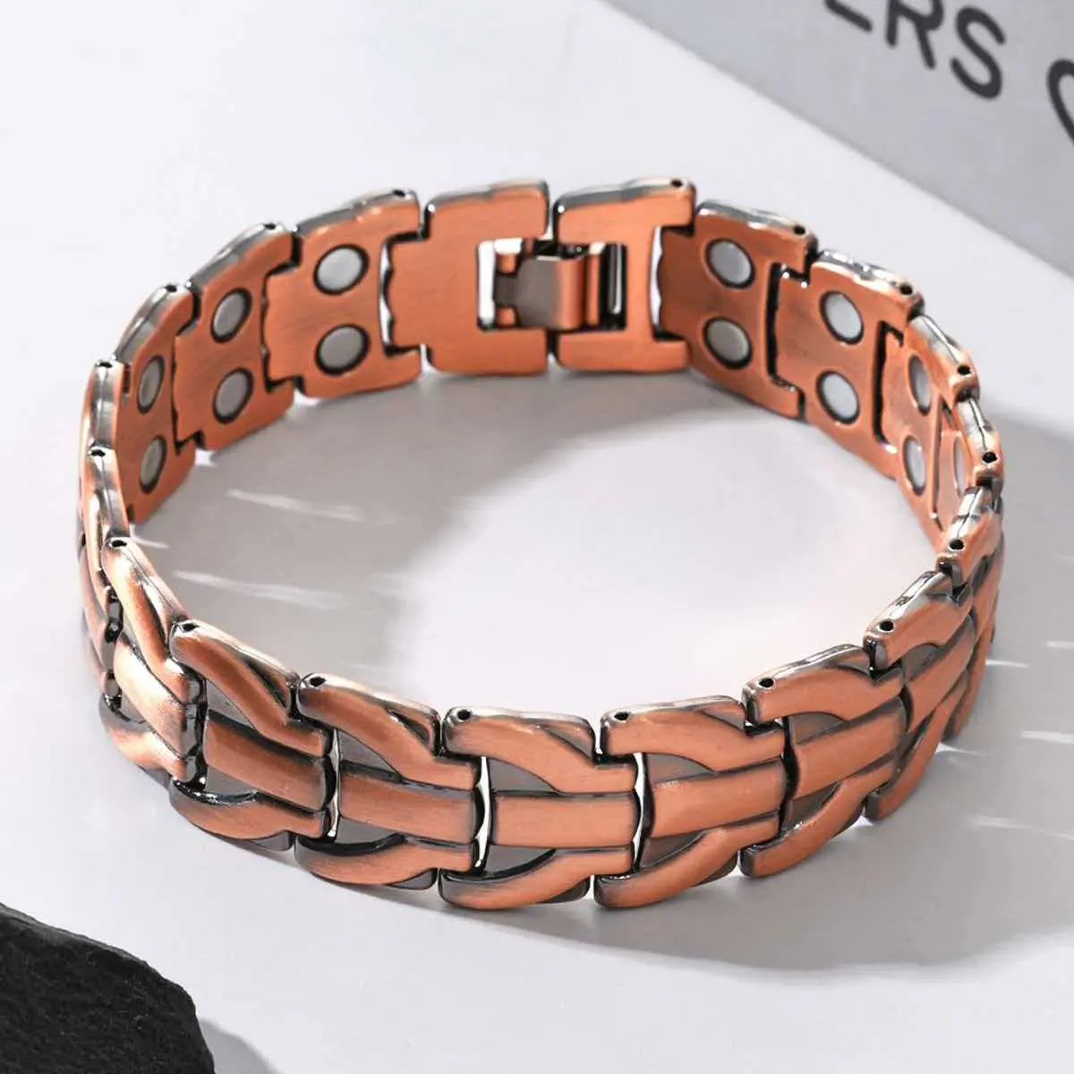 Men's copper bracelet with dragon pattern, double-row magnet, anti-static design, fashionable and simple, adjustable bracelet as a Valentine's Day gift bracelet copper jewelry magnetic field therapy jewelry Trendy Bangles
