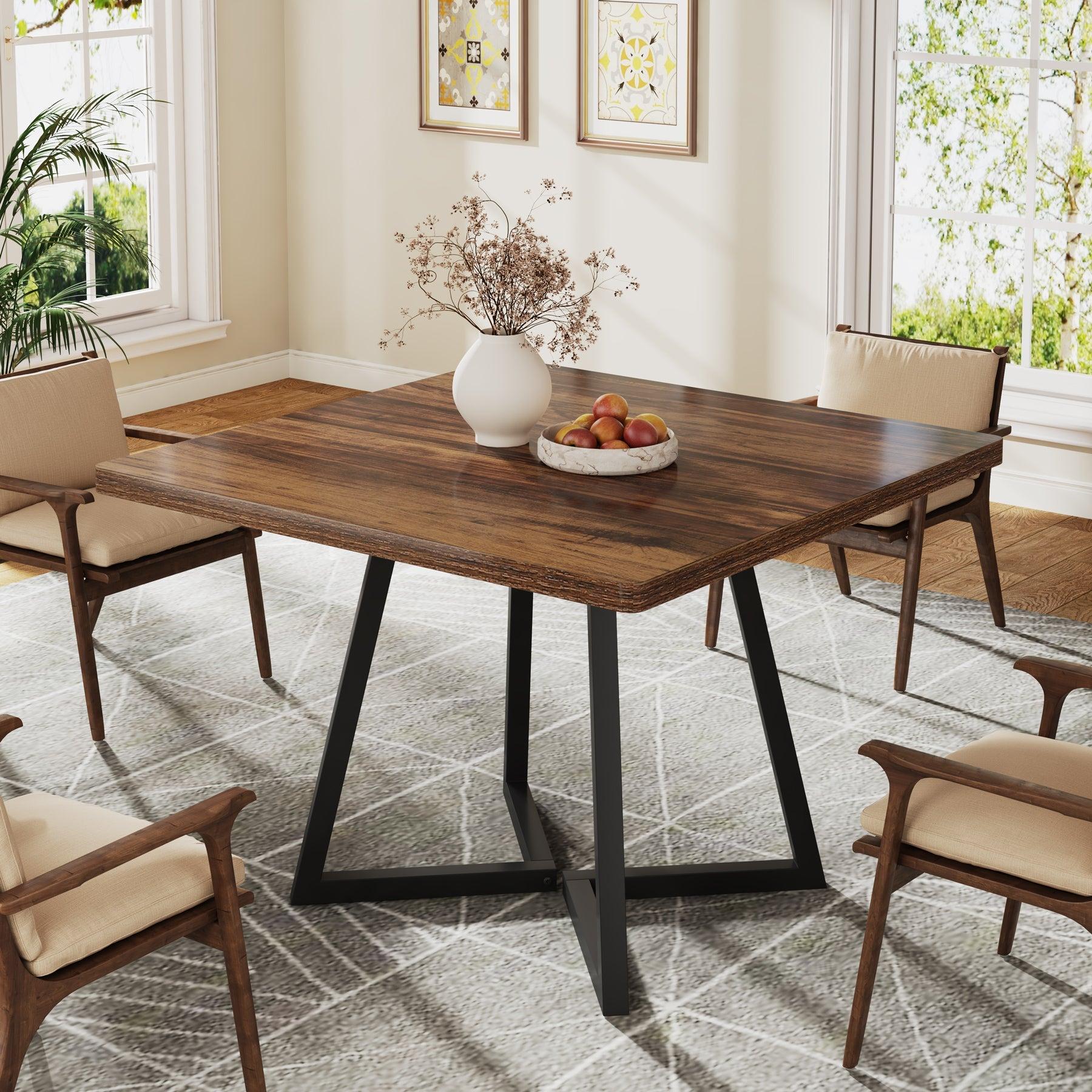 Spaco Square Dining Table for 2,31.5-Inch Industrial Metal Base Kitchen Table, Space-Saving Small Table for Apartments & Dining Rooms