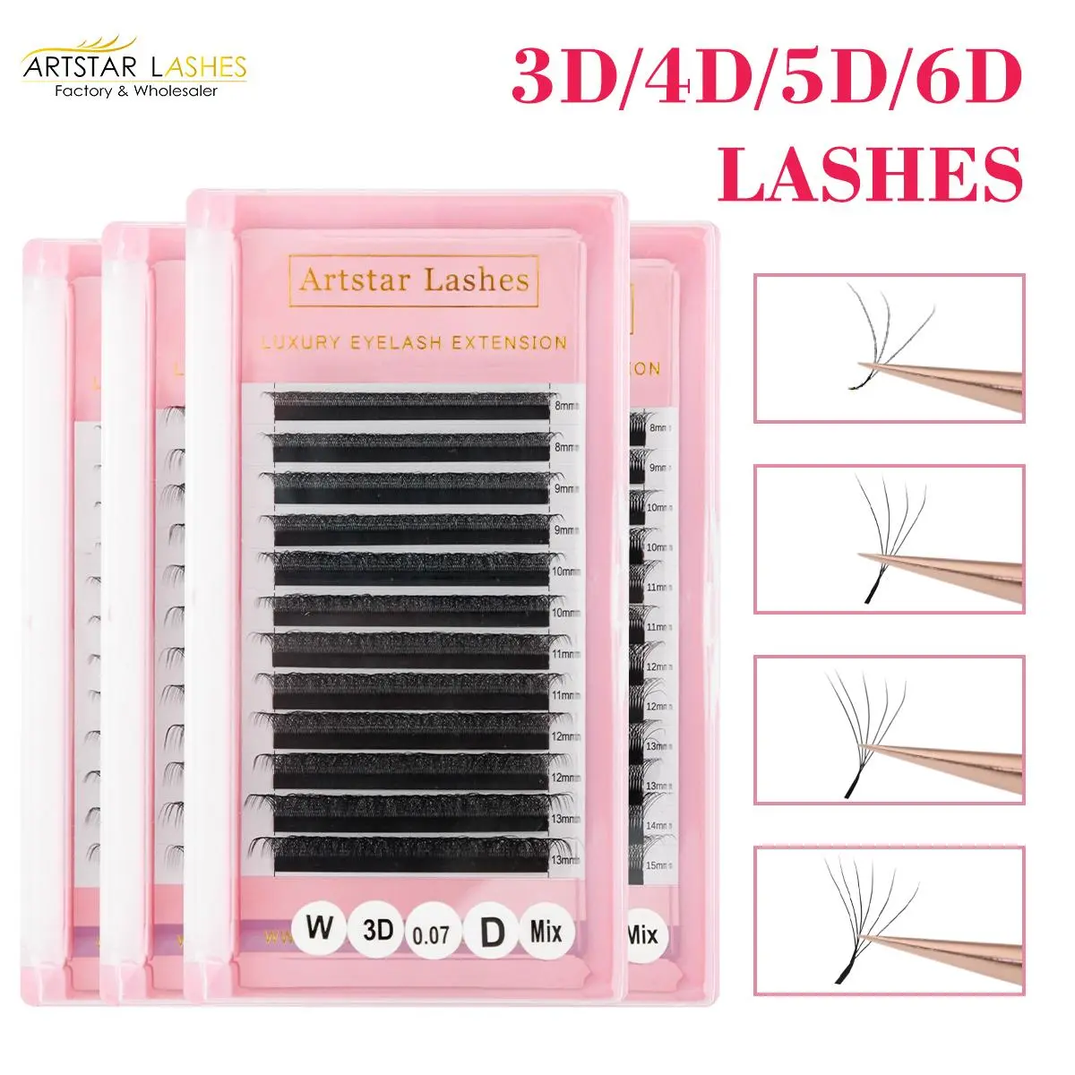 ARTSTAR W Shaped Lashes 3D 4D 5D 6D Premade Fans Eyelash Extensions C  D CC Curl W Style  Automatic Flowering Volume Eyelashes 2026 New