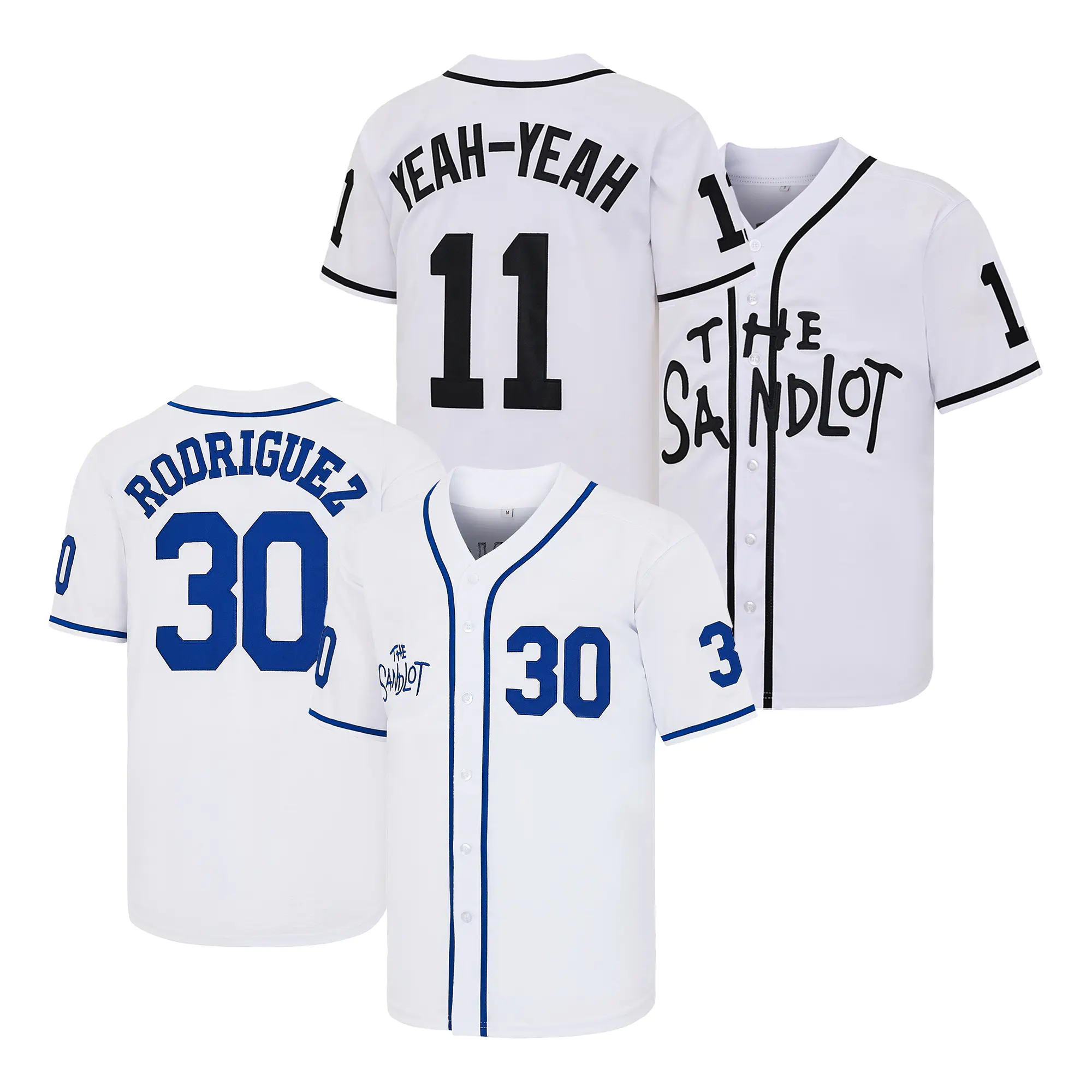 The Sandlot Graphic Baseball Jersey - Benny The Jet Rodriguez #30, Alan Yeah-Yeah McClennan Bel Air #11 Letter-Embroidered Sports Clothing for Training Matches, Athletic Tops, Apparel Jersey, Casual Wear, Embroidered Jersey Baseball